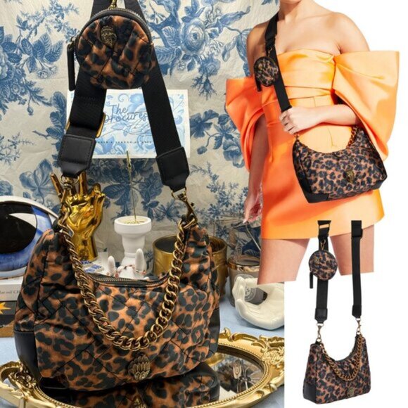 🆕 KURT GEIGER LONDON 🧿 NWOT Recycled Nylon Multi Crossbody Bag, Leopard Print - Picture 1 of 15